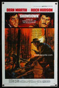 3g750 SHOWDOWN one-sheet movie poster '73 Rock Hudson, Dean Martin, Susan Clark, western!