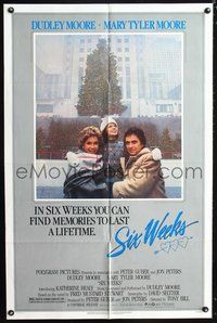 3g758 SIX WEEKS one-sheet poster '82 cool image of Dudley & Mary Tyler Moore at Rockefeller plaza!