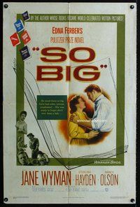 3g771 SO BIG one-sheet poster '53 Jane Wyman, Sterling Hayden, from Edna Ferber's Pulitzer novel!