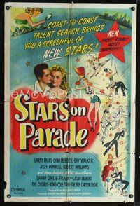3g799 STARS ON PARADE one-sheet movie poster '44 Larry Parks, Lynn Merrick, cool artwork, musical!