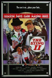 3g801 STING 2 one-sheet '83 Jackie Gleason, Mac Davis, Teri Garr, gambling sequel, cool Struzan art!