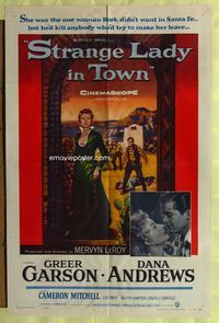 3g805 STRANGE LADY IN TOWN one-sheet movie poster '55 Greer Garson, Dana Andrews, Cameron Mitchell