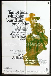 3g806 STRANGER IN TOWN one-sheet poster '68 Tony Anthony spaghetti western, Un Dollaro Tra I Denti!