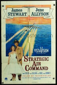 3g807 STRATEGIC AIR COMMAND 1sh '55 military pilot James Stewart, June Allyson, cool airplane art!