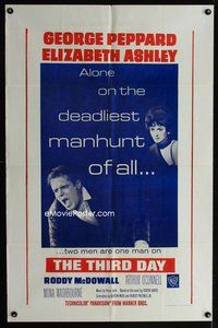 3g868 THIRD DAY military 1sheet '65 George Peppard, Elizabeth Ashley, the deadliest manhunt of all!