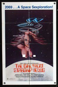 3g313 GIRL FROM STARSHIP VENUS one-sheet movie poster '75 wild sexy art of nude girl in space!