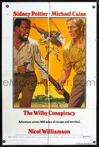 3g971 WILBY CONSPIRACY one-sheet poster '75 cool adventure art of Sidney Poitier & Michael Caine!