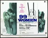 3h309 99 WOMEN half-sheet movie poster '69 Jess Franco, they're behind bars without men, sexy art!