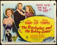 3h326 BACHELOR & THE BOBBY-SOXER style B 1/2sh '47 Cary Grant dates Shirley Temple & sexy Myrna Loy!