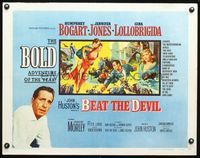 3h335 BEAT THE DEVIL style B 1/2sh '53 art of Humphrey Bogart, Gina Lollobrigida & Jennifer Jones!