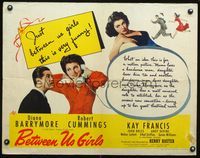 3h338 BETWEEN US GIRLS half-sheet poster '42 Diana Barrymore, Robert Cummings, sexy Kay Francis