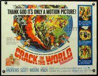 3h389 CRACK IN THE WORLD half-sheet '65 atom bomb explodes, thank God it's only a motion picture!