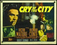 3h392 CRY OF THE CITY 1/2sheet '48 film noir, c/u of Victor Mature, Richard Conte, Shelley Winters