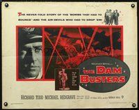 3h395 DAM BUSTERS half-sheet movie poster '55 Michael Redgrave, Richard Todd, WWII!