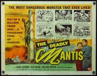 3h397 DEADLY MANTIS 1/2sheet '57 classic art of giant insect on Washington Monument by Ken Sawyer!