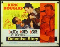 3h400 DETECTIVE STORY half-sheet movie poster R60 William Wyler, Kirk Douglas & Eleanor Parker!
