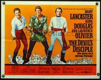 3h402 DEVIL'S DISCIPLE style A 1/2sh '59 cool image of Burt Lancaster, Kirk Douglas & Olivier!