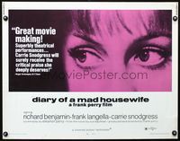 3h405 DIARY OF A MAD HOUSEWIFE half-sheet movie poster '70 super close up of Carrie Snodgress' eyes!