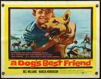 3h410 DOG'S BEST FRIEND half-sheet movie poster '59 great close up of boy & his German Shepherd dog!