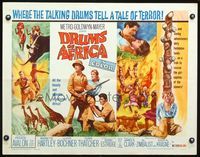 3h413 DRUMS OF AFRICA half-sheet poster '63 great image of Frankie Avalon hunting in the jungle!