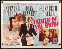 3h423 FATHER OF THE BRIDE style B 1/2sh '50 c/u of Liz Taylor in wedding gown & broke Spencer Tracy!