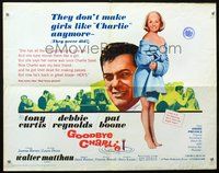 3h445 GOODBYE CHARLIE half-sheet '64 Tony Curtis, sexy barely-dressed Debbie Reynolds, Pat Boone