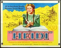 3h462 HEIDI half-sheet movie poster '54 Elsbeth Sigmund, Swiss children's classic by Johanna Spyri!