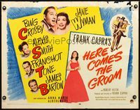 3h465 HERE COMES THE GROOM half-sheet poster '51 Bing Crosby, Jane Wyman, Alexis Smith, Frank Capra