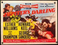 3h489 JUPITER'S DARLING half-sheet movie poster '55 sexy Esther Williams & Howard Keel embrace!