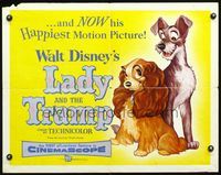 3h497 LADY & THE TRAMP half-sheet movie poster '55 Walt Disney romantic canine classic cartoon!