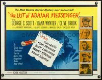 3h508 LIST OF ADRIAN MESSENGER 1/2sheet '63 John Huston directs five heavily disguised great stars!