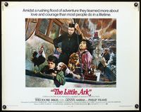 3h509 LITTLE ARK half-sheet '72 cool artwork of Theodore Bikel & family on ship escaping flood!