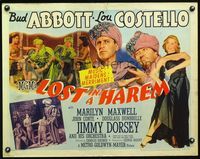 3h513 LOST IN A HAREM half-sheet poster '44 Bud Abbott & Lou Costello in Arabia with sexy babes!