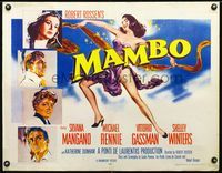 3h522 MAMBO half-sheet poster '54 Michael Rennie, sexiest Silvana Mangano, cool art of top stars!