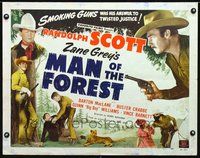 3h525 MAN OF THE FOREST half-sheet R50 Zane Grey, smoking guns was his answer to twisted justice!