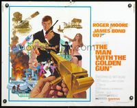 3h527 MAN WITH THE GOLDEN GUN half-sheet poster '74 Roger Moore as James Bond by Robert McGinnis!