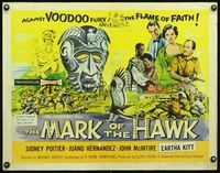 3h529 MARK OF THE HAWK half-sheet movie poster '58 Sidney Poitier in Africa, wacky Voodoo imagery!