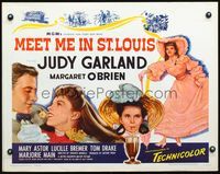 3h531 MEET ME IN ST. LOUIS 1/2sheet R62 artwork of Judy Garland & Margaret O'Brien, classic musical!