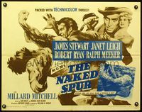 3h544 NAKED SPUR half-sheet movie poster R62 art of strong man James Stewart & sexy Janet Leigh!