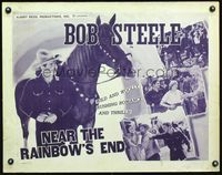 3h545 NEAR THE RAINBOW'S END half-sheet poster R50s great close up of cowboy Bob Steele with horse!