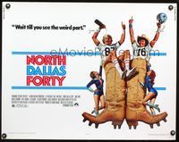 3h550 NORTH DALLAS FORTY half-sheet poster '79 Nick Nolte, great Texas football art by Morgan Kane!