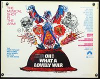 3h556 OH WHAT A LOVELY WAR half-sheet poster '69 Richard Attenborough WWII musical, cool Kossin art!