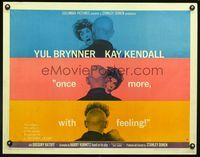 3h558 ONCE MORE WITH FEELING style B 1/2sh '60 3 wacky kiss close ups of Yul Brynner & Kay Kendall!