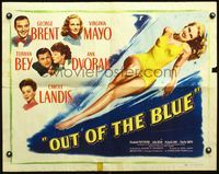 3h559 OUT OF THE BLUE half-sheet movie poster '47 super sexy full-length Virginia Mayo in swimsuit!