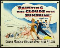 3h563 PAINTING THE CLOUDS WITH SUNSHINE half-sheet '51 sexy Virginia Mayo, dancing Dennis Morgan!
