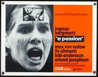 3h568 PASSION half-sheet poster '70 Ingmar Bergman's En Passion, close-up of terrified Liv Ullmann!