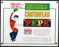 3h571 PEPE half-sheet movie poster '61 cool art of Cantinflas, all-star cast members!