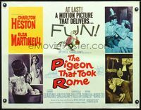 3h572 PIGEON THAT TOOK ROME half-sheet '62 great images of Charlton Heston & sexy Elsa Martinelli!
