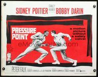 3h579 PRESSURE POINT half-sheet movie poster '62 Sidney Poitier squares off against Bobby Darin!