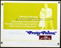 3h580 PRETTY POISON half-sheet movie poster '68 psycho couple Anthony Perkins & Tuesday Weld!